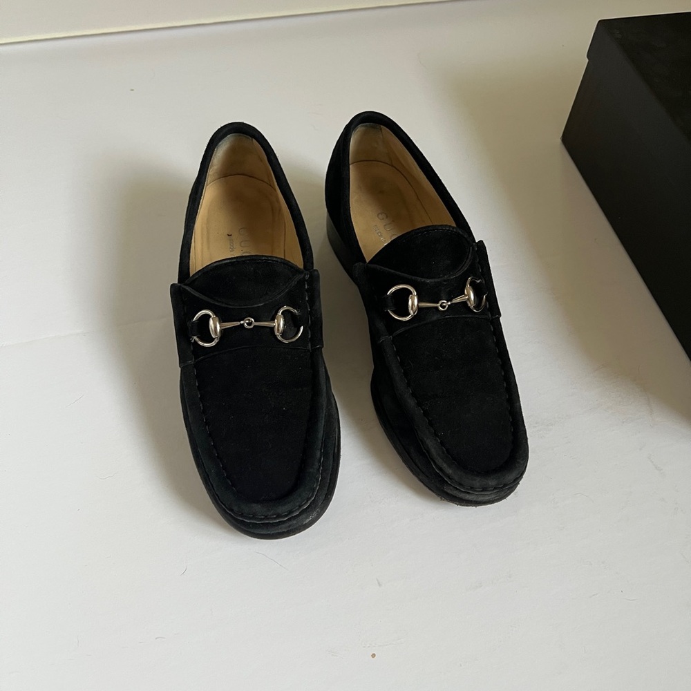 Gucci Black Suede Horsebit Slip-On Loafers - Picture 8 of 12